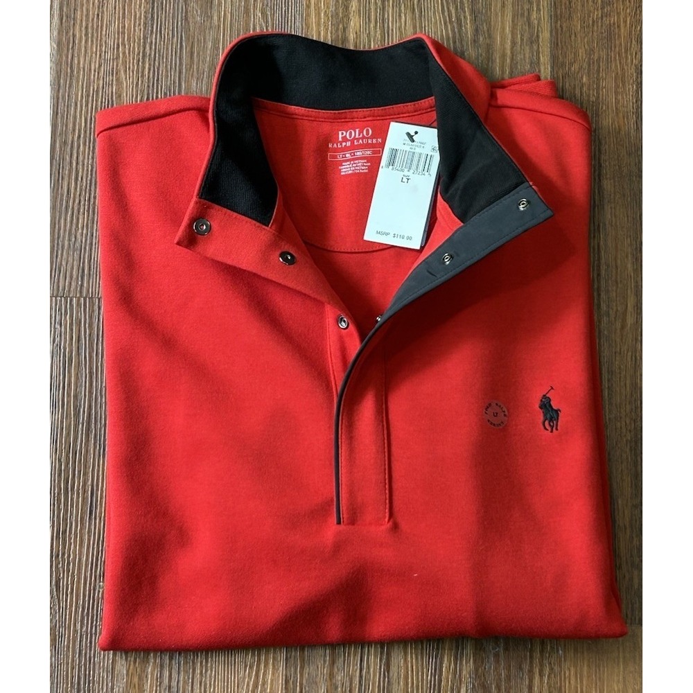 Polo Ralph Lauren Black Pony Classics Sweatshirt Snap Red Size LT New With Tags - Picture 2 of 16